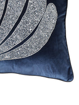 Blue Plush Embellished Cushion Cover
