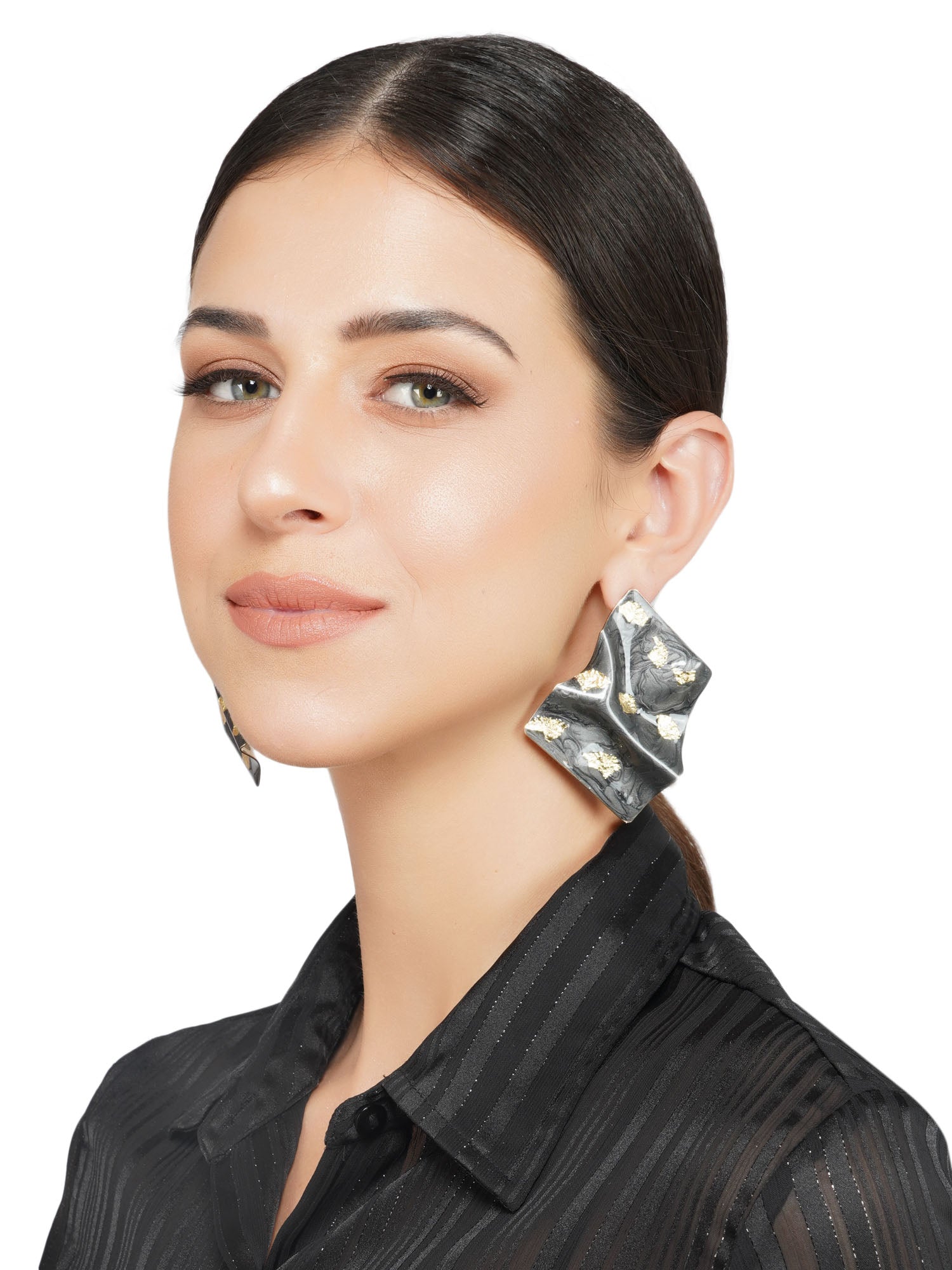 black gold unique earrings