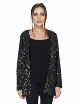 Attic Salt Black Sequin Open Jacket