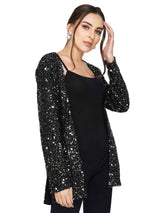 Attic Salt Black Sequin Open Jacket