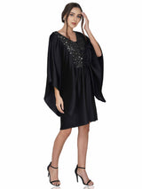 Attic Salt Flutter Sleeve Pleated Dress With Sequin Yoke