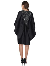 Attic Salt Flutter Sleeve Pleated Dress With Sequin Yoke