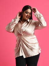 Attic Curves Satin Soft Ruched Shirt
