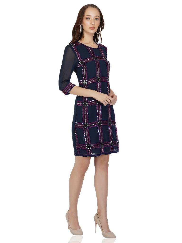 Sequin Grid Dress