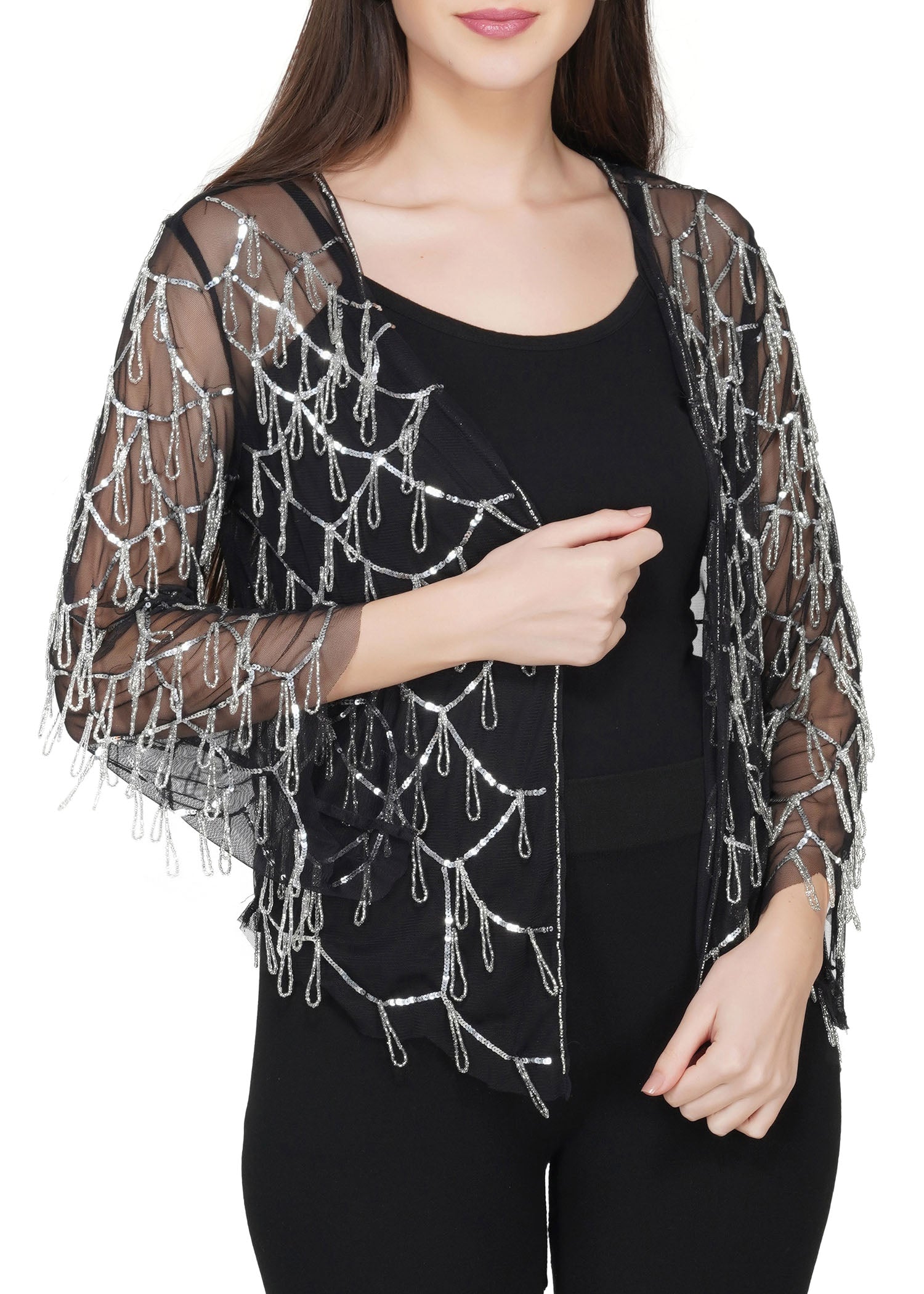 Attic Salt Silver Beads Shrug