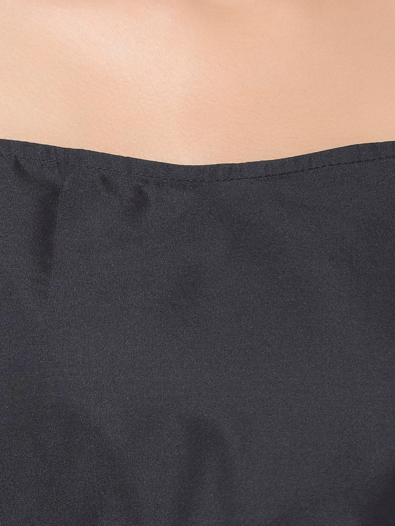 Simona Black Bow Peplum Top