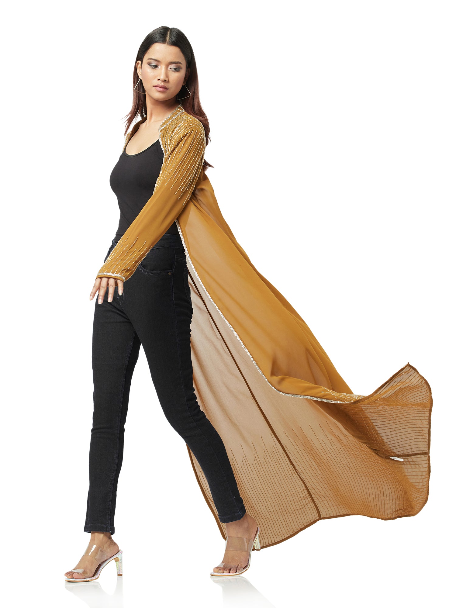 embellished long shrug  