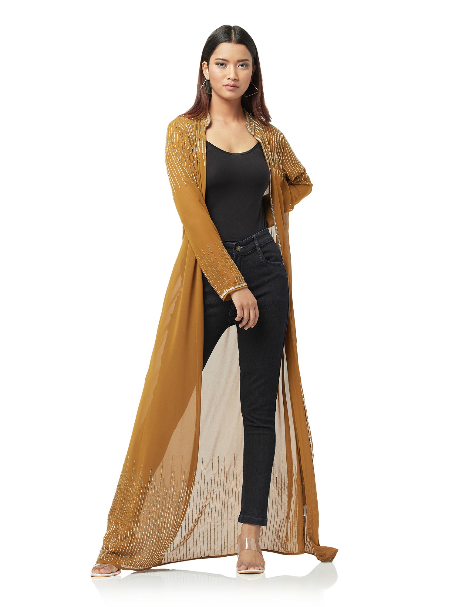 embellished long shrug  