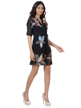 Contrast Flower Embroidery Mini