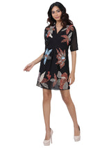 Contrast Flower Embroidery Mini