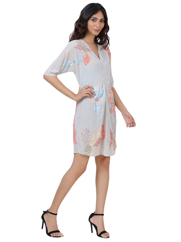 Contrast Flower Embroidery Mini