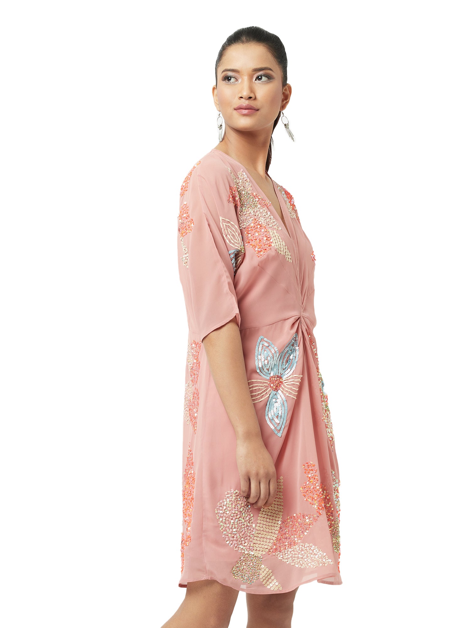 contrast flower embroidery mini  
