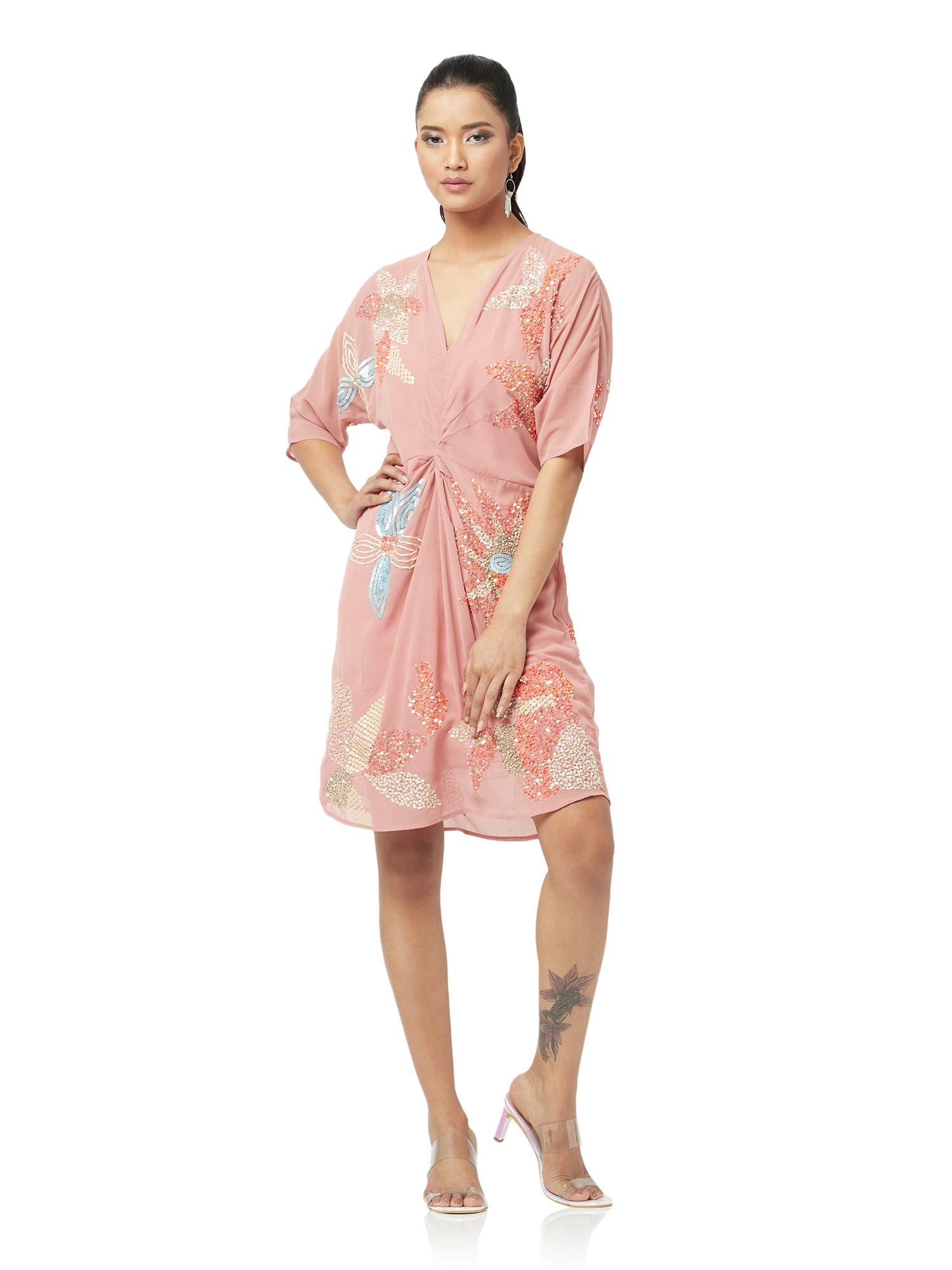 contrast flower embroidery mini  