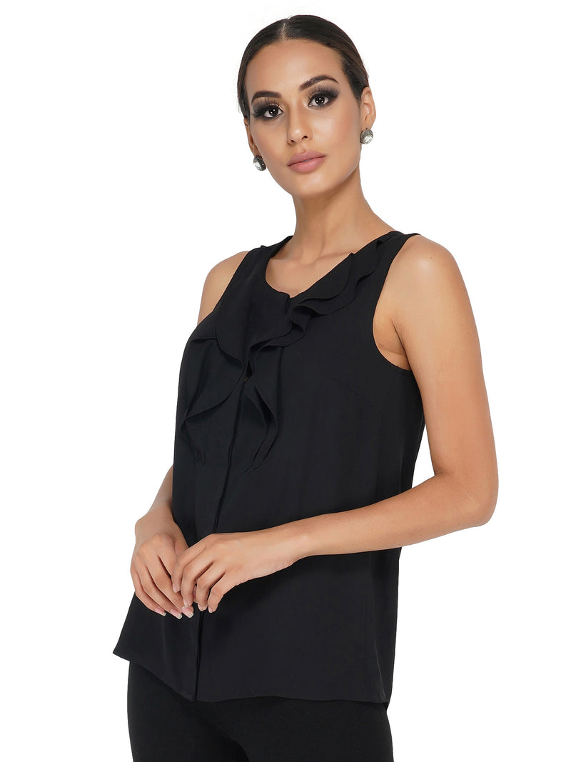 Attic Salt Front Ruffle Top