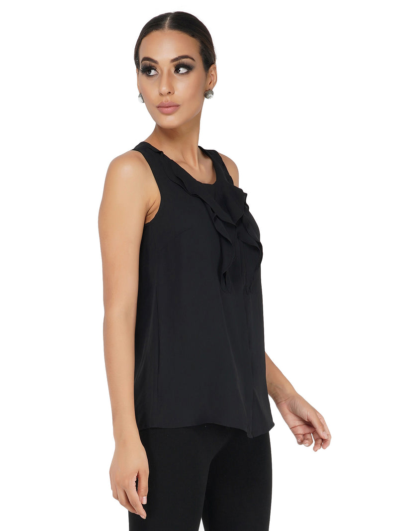 Attic Salt Front Ruffle Top