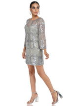 Attic Salt Two Tone Translucent Sequin Dress