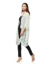 Grey Shrug With Contrast Embroidery