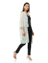 Grey Shrug With Contrast Embroidery