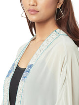 Grey Shrug With Contrast Embroidery